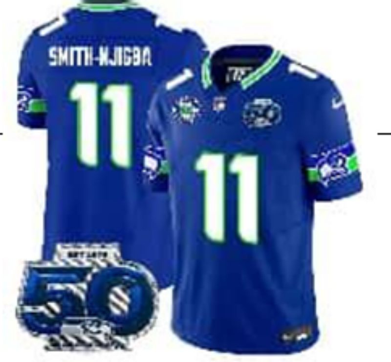 Men 2025 Seattle Seahawks #11 Smith-hjigba Blue Third Generation Nike Limited NFL Jersey style 01